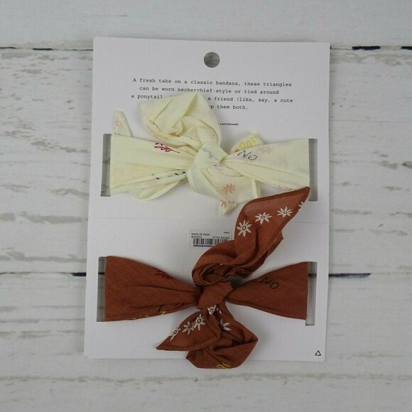 Madewell Triangle 2-Pack Bandanas Scarves Boho Star Peace Floral Warm Umber NEW - Picture 7 of 10